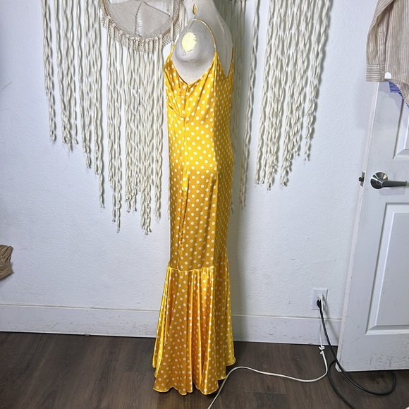 Caroline Constas Amelia Silk Maxi Gown in Saffron and White Polka Dot Size Large - Picture 6 of 12